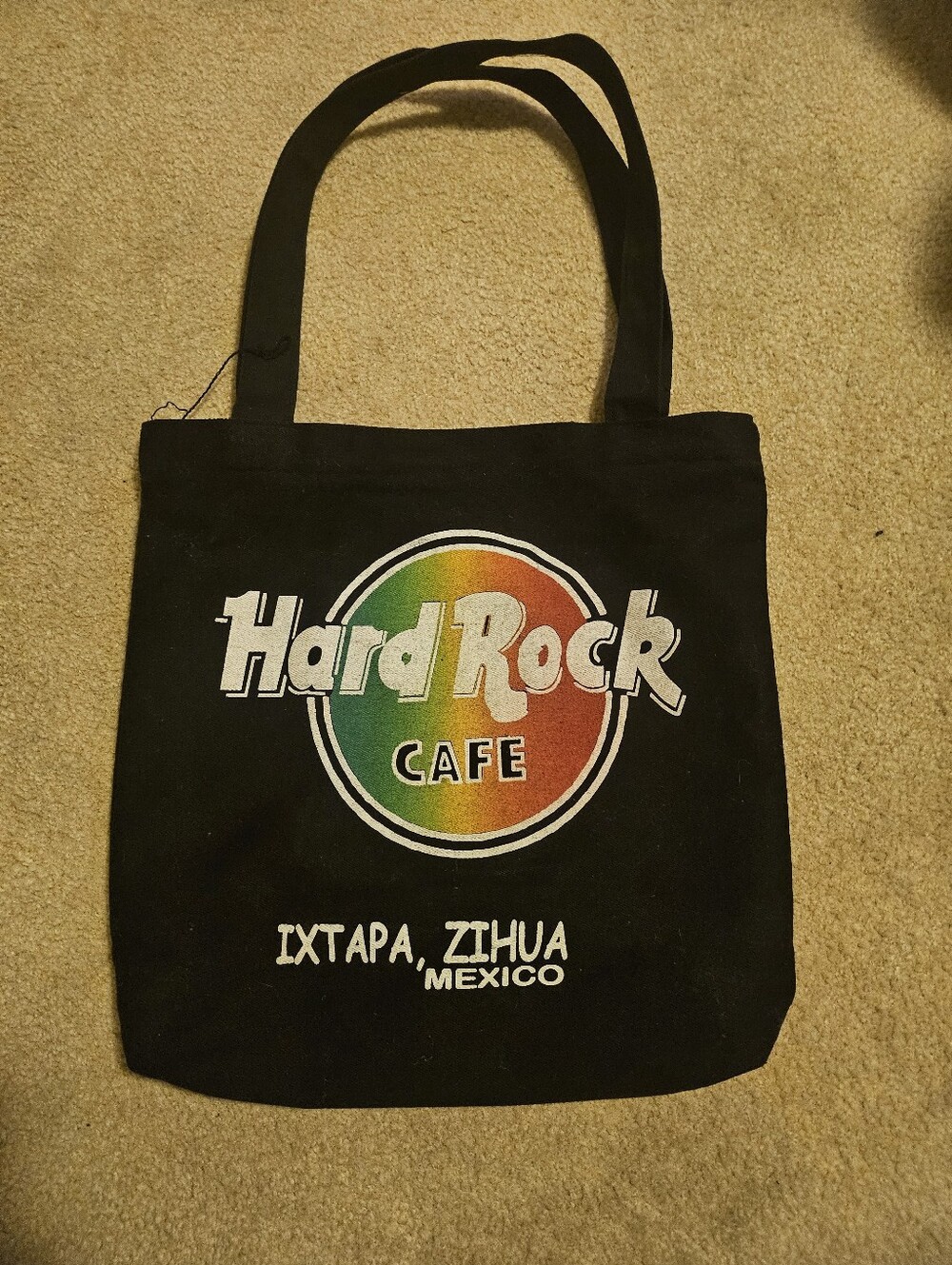 Hard Rock Cafe Black Canvas Messenger Bag with Rainbow Logo